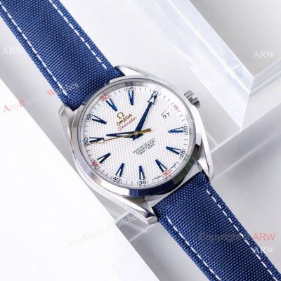 Swiss Copy OMEGA Seamaster Aqua Terra RYDER CUP Watch Blue Leather Strap